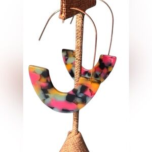 Multi-Color Half Hoop Acrylic Drop Earrings NEW BUY 2 GET 1 FREE!!